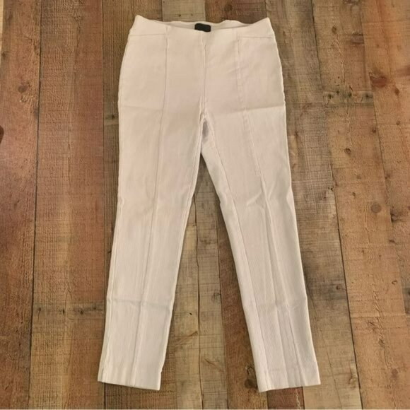 Eric womens waffle ribbed knit skinny pants in white -10 - Picture 1 of 14